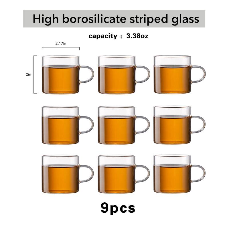 Borosilicate Glass Espresso Cups 1 6 9 PCS Set 3.38oz with Handle Heat Resistant Coffee Shot Cups for Espresso