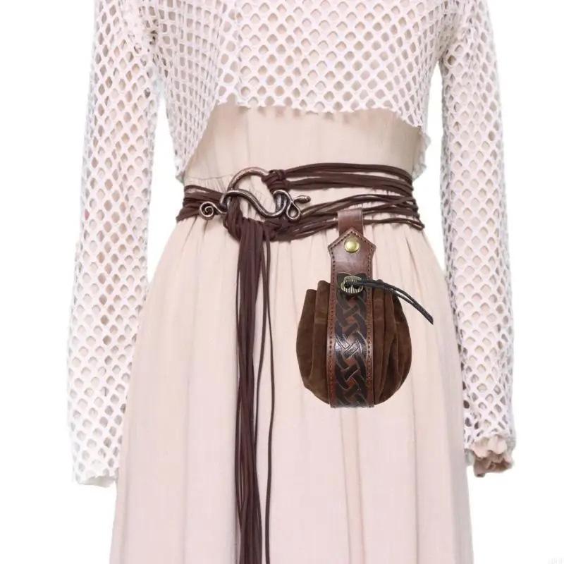 Serpentinenförmiger nordischer mittelalterlich-renaissancezeitlicher Webgürtel mit dekorativer Taillenkette