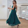 Chic European Chiffon Slit Evening Gown for Women