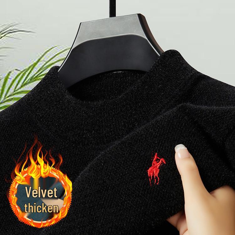 

Men s Mink Velvet Thick Sweater - Warm Autumn/Winter Half High Collar Knitwear for Dads L