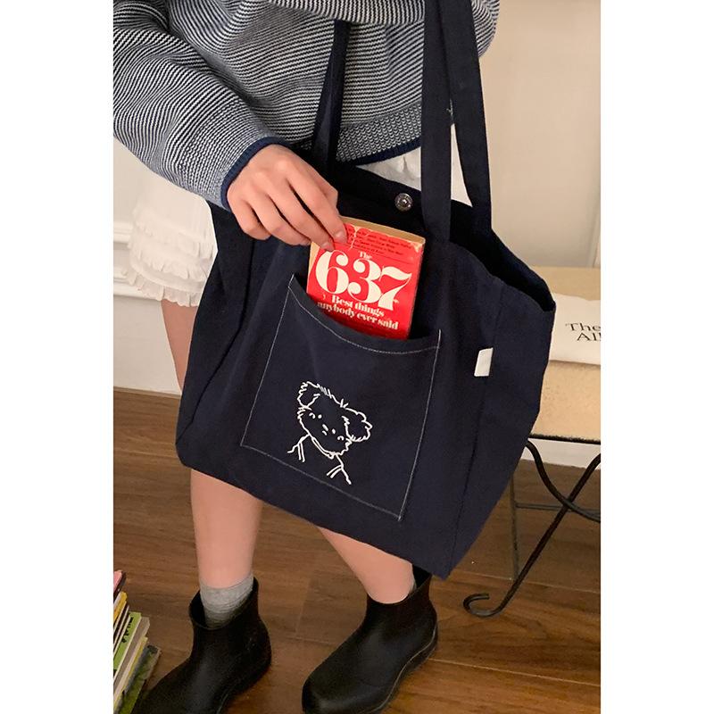 Lässige Lazy Wind Canvas Tasche literarische Nische Achseltasche 22 neue einfache bedruckte Schulter Tragetasche