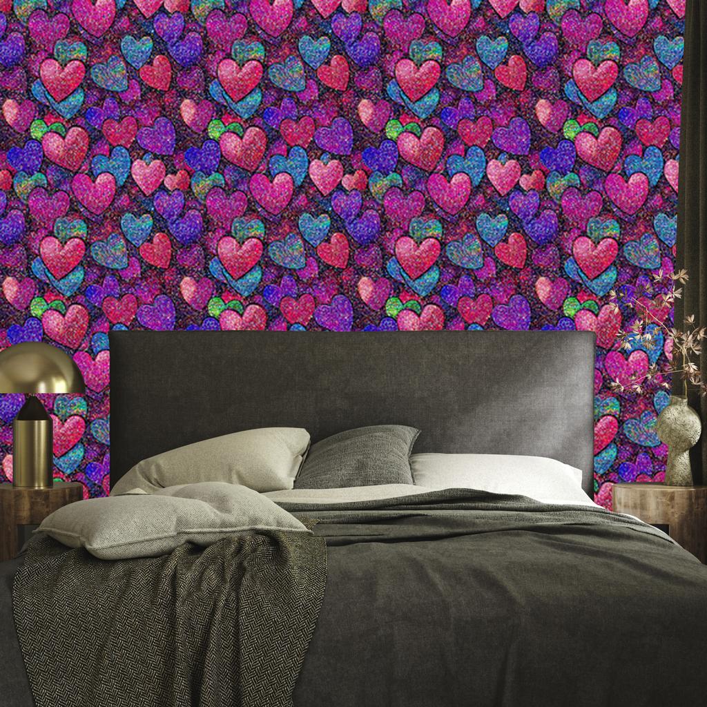 Neon Glitter Hearts Wallpaper Purple, Violet and Plum 50x1000