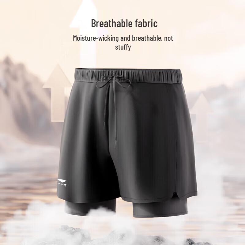 Li-Ning Men's Double-Layer Amphibious Swim Trunks & Goggles Set