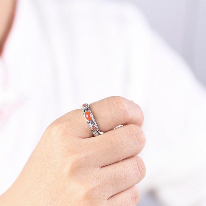 Adjustable Open Ring Men Women Vintage Bohemian Style Copper With Geometric Hollow Cloud Motif Retro Artisan