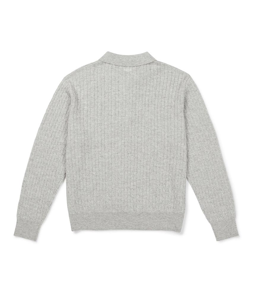CLOVE [26Fw CLOVE] Cable Collared Knit Pullover (Light Gray)