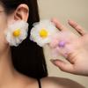 Misty Moon Light Yarn Spring And Summer Organza Flower Stud Earrings Exaggerated Atmosphere Vacation Style Earrings Women'S Earrings Pure Desire Wind