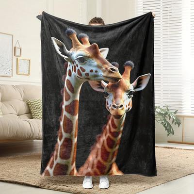 Weiche Hochauflösende Digitale Print Giraffenmuster Fleece Überwurfdecke Atmungsaktives Polyester Perfekt für Ganzjahresnutzung Familiengeschenk