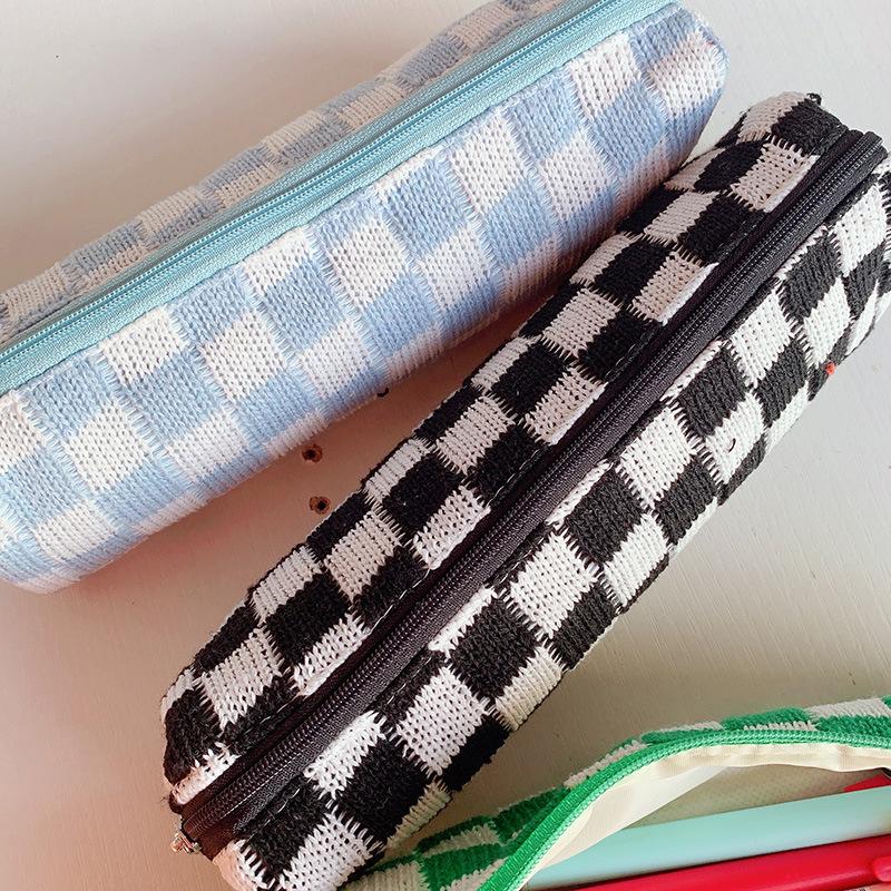 Japanese Style Black & White Large Capacity Canvas Pencil Case for Students