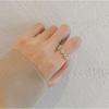 Feiyu Elegant Pearl Flower Zircon Ring – Gold Open Design for Women