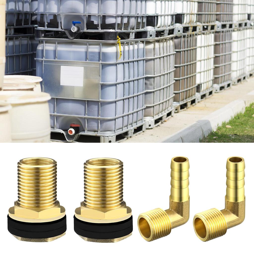 Brass Water Tank Fitting Set Metal Tank Connectors Barrel Fittings Upgrades for Buckets Containers & Irrigation Use