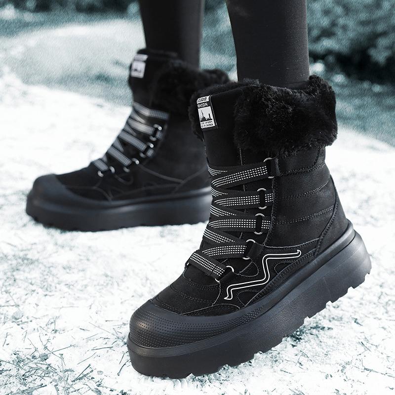 TUINANLE Winter Schneestiefel Damen Baumwollschuhe Verdickte Rutschfeste Plüsch-Knöchelstiefel Weiche Sohle Warme Outdoor-Schuhe