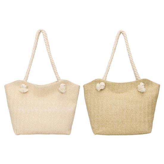 Straw Woven Tote Bag Shoulder Bag with Braided Rope Handles Summer Beach Tote Women Purse for Work Holiday Shopping