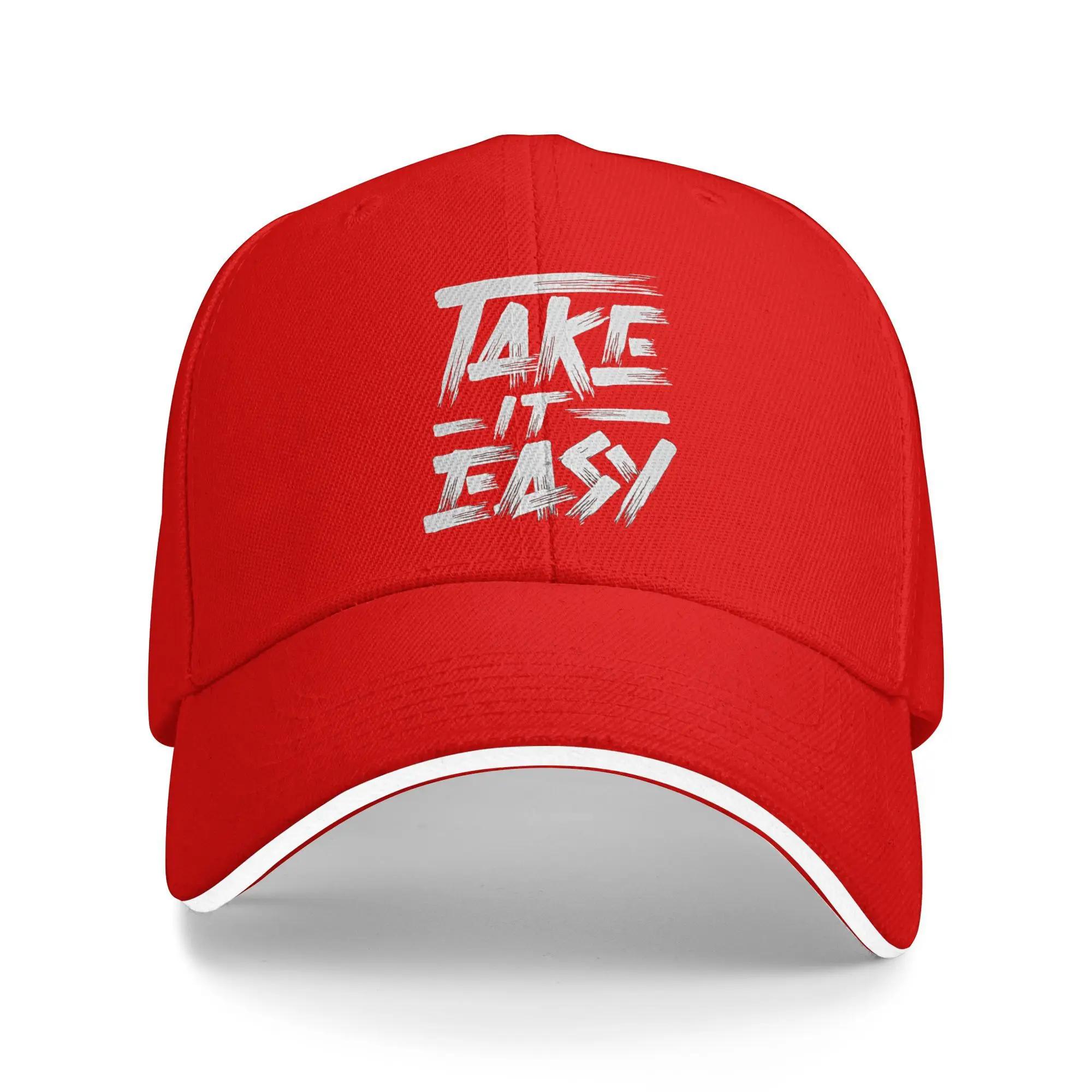 

Art Letter Printed Casual Baseball Cap Summer Take It Easy Trucker Hat Sun Visor Outdoor Sports Snapback Cap Unisex Unisex Fashion One Size