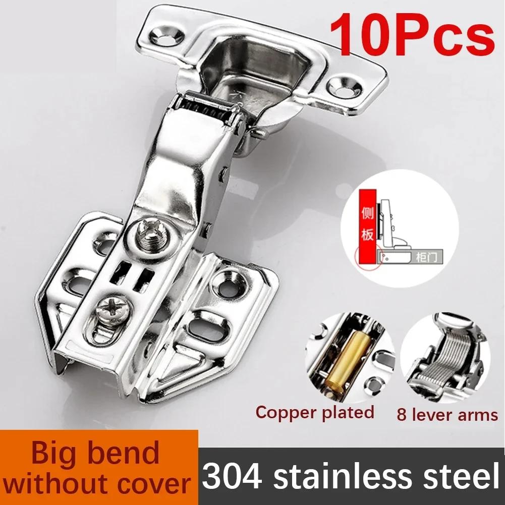 1Pcs/10Pcs 304 Stainless Steel Hydraulic Hinges Cabinet Door Spring Hinge Damper Buffer Quiet Closing Kitchen Cupboard Furniture