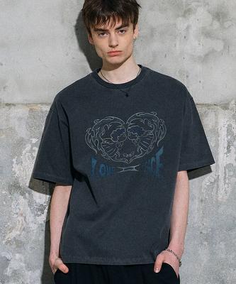 GAKKAI UNIONS Piece Pigment Short Sleeve T-Shirt Charcoal