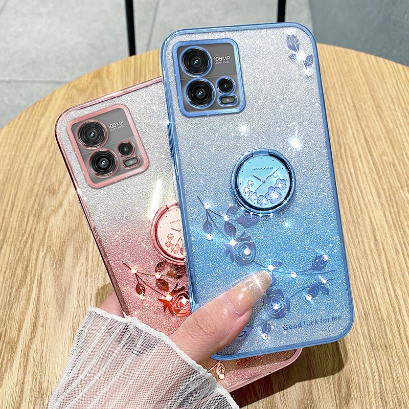 KADEM Für Motorola Moto G72 5G Hülle Ring Ständer Glitzer TPU Handyhülle