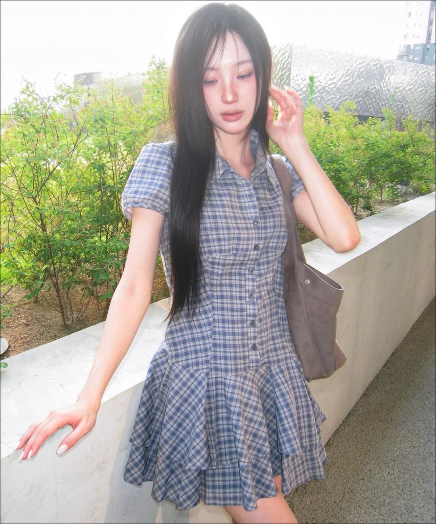 MIXXO Check Shirt Dress_Miwowg609G