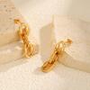 Stainless Steel 3-section Oval Chain Earrings for Women,Gold Plated Geometric Earrings,Punk Party Jewelry Gift