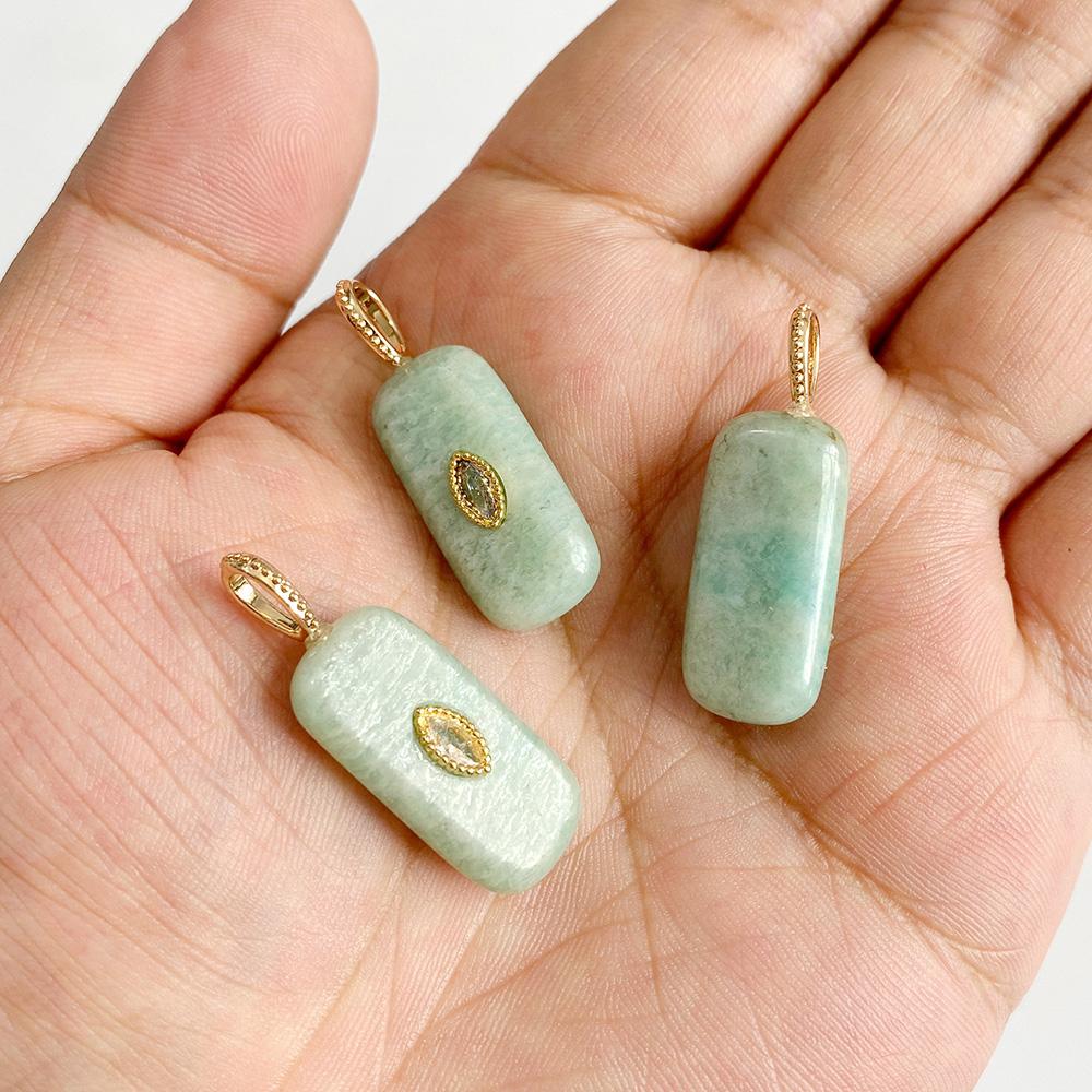 1pc Minimalist minimalist style classic rectangular natural stone pendant For Jewelry Making