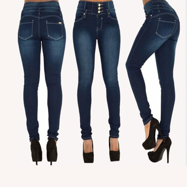 

S-XXL узкие брюки-карандаш с высокой талией для женщин, джинсы из эластичного денима, брюки Pantalones De Mujer xxl темно-синий