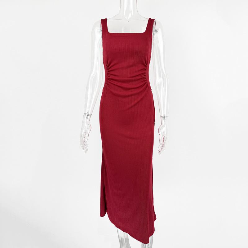 

Платье в европейско-американском стиле с завышенной талией, длинное, приталенное - Летняя мода S красный