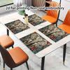 4pcs, 2D Flat Printing, Non-Real Embroidery Holy and Elegant Elephant Placemats, Fashion Printed Pattern Table Mats, Used for Dining Tables, Kitchens,