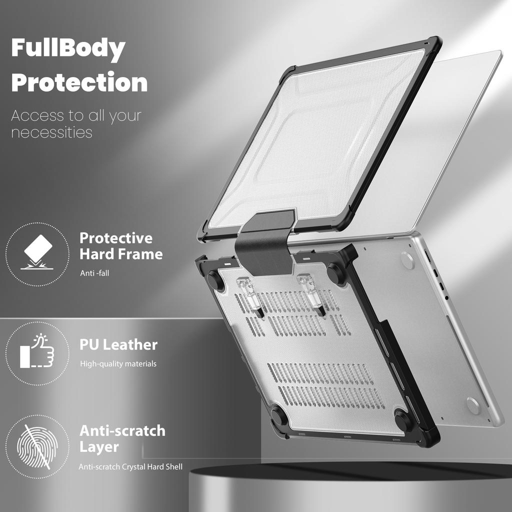 For MacBook Pro 14 inch (2024) (2021)/(2023) (A2442 M1 Pro/M1 Max/A2779) Heat Dissipation Hard PC+TPU Laptop Case with Kickstand
