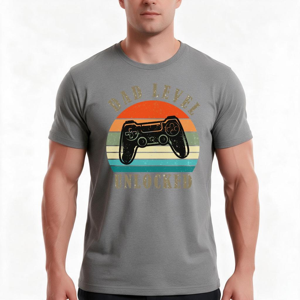 Dad Level Unlocked Vintage Tshirt Summer Casual Cotton Tee Oversized Streetwear Tops Vintage Graphic Print Unisex Unisex Unisex