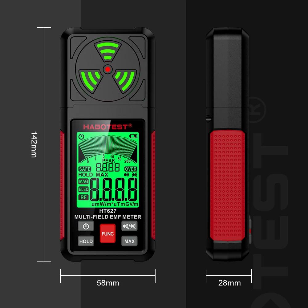 EMF Meter Electromagnetic Radiation Detector Ghost Hunter Professional Magnetic Electric RF Tester Ghost Hunting Electric Field Radiation Alarm HT627