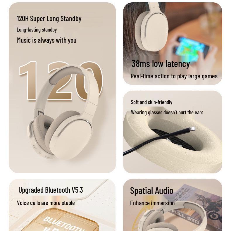 Over-Ear Bluetooth-Kopfhörer mit langer Akkulaufzeit, kompatibel mit Apple-Telefonen
