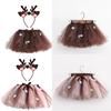 Elk Ear Headband and Tutu Skirt Elk Dressing Up Set for Girl Birthday