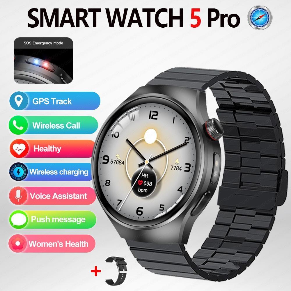 2026 Nuovo Watch5 Pro Smartwatch GPS Schermo AMOLED HD da 1,53 Pollici Bussola Frequenza Cardiaca Impermeabile Modalità Sportive Multiple Chiamata BT Smartwatch