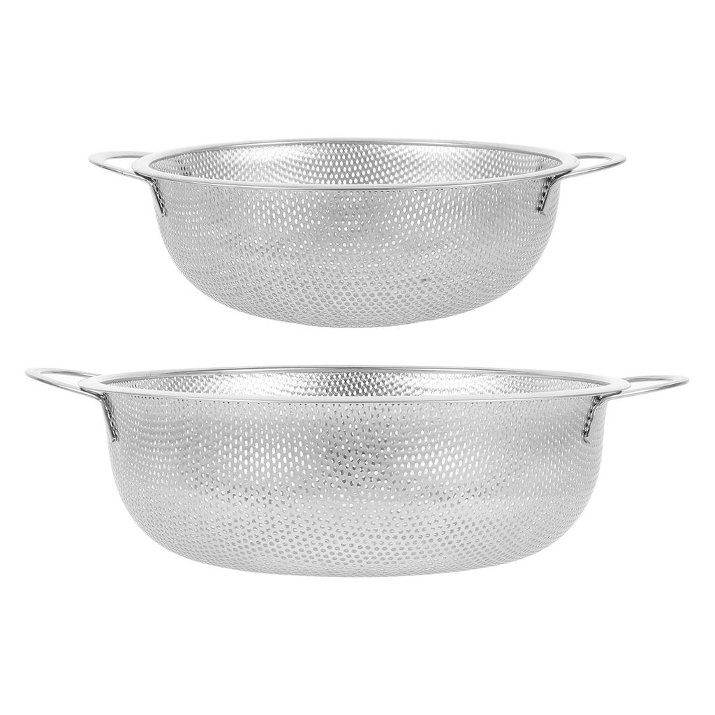 2 PCS Sieves and Strainers Kitchen Colander Noodle Drainage Silver Stainless Steel Mesh