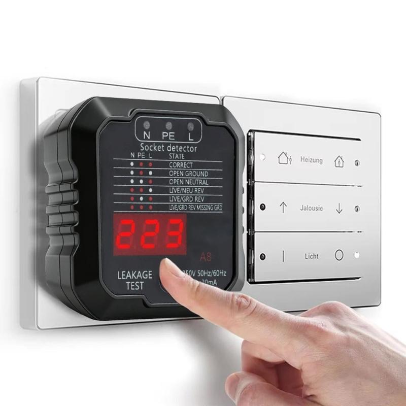 Plug Play LCD Digital Socket Detection Tester Tool Suitable For Home And Work Applications With Quick Circuit Analysis