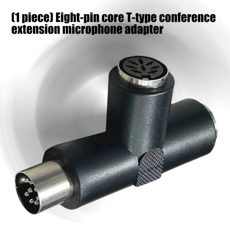 8Pin T Shaped Mics Extension Head 1Male to 2Female Microphone Adapter for Stable Audios Transmission Professional Meeting