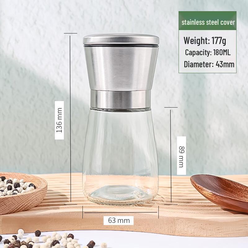 ZISIZ Stainless Steel Manual Salt & Spice Grinder Set