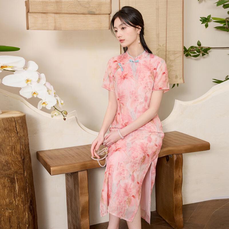 Elegant Plus Size Floral New Chinese Style Maxi Dress