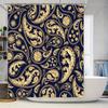 Luxury Golden Paisley Printed Bath Curtains For Home Decor Blue Gold Shower Curtain Set Waterproof Fabric For Bathroom Modern De