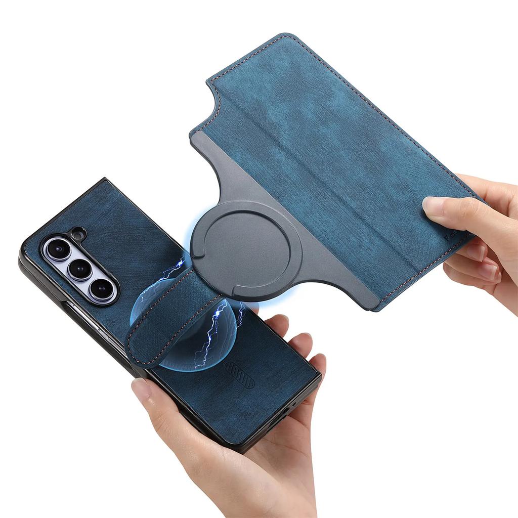 2 in 1 Detachable  Magnetic Flip Phone Case For Samsung Galaxy Z Fold 7 6 5 5G Fold6 Fold7 Cards Solt Wallet Removable Bag Cover
