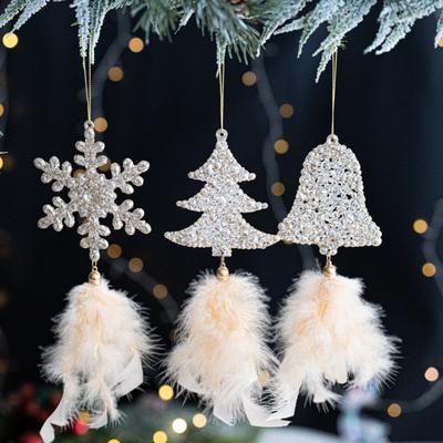 Christmas Tree Ornament Snowflake Plush Pendant Hanging Xmas Pendant