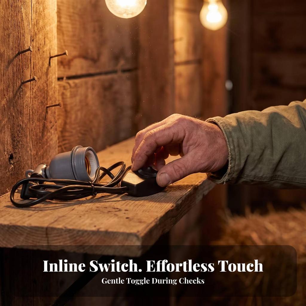 Ceramic Lamp Holder with Switch Cord High-Temperature for Reptile Keepers