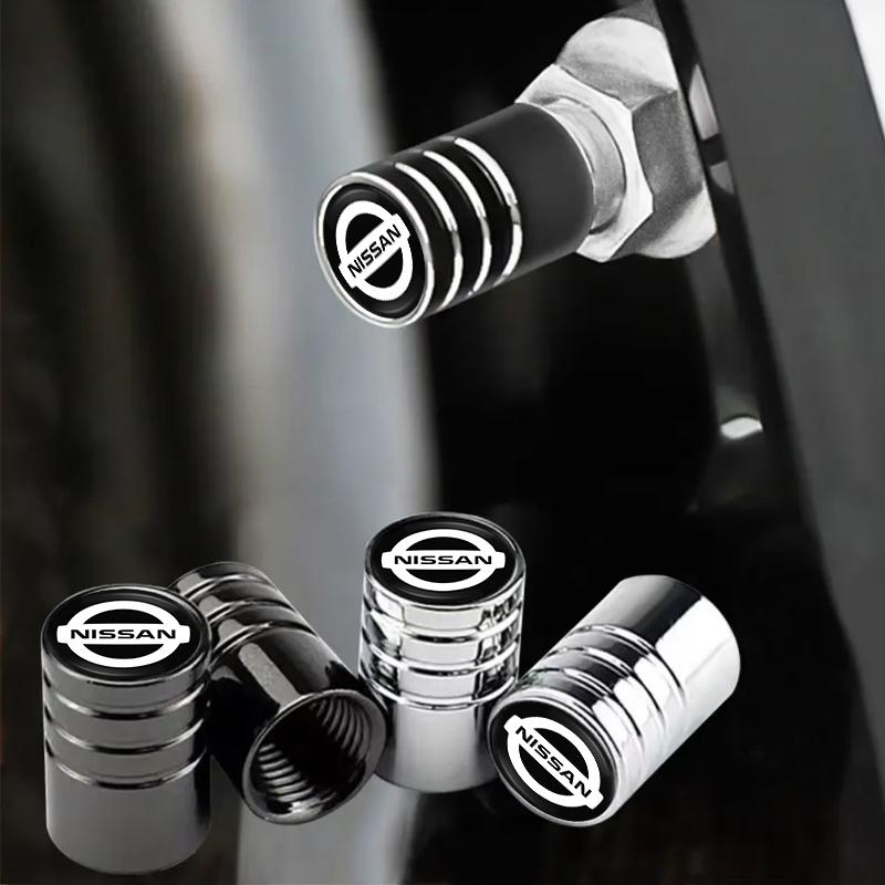 ATY1  4Pcs Car Wheel Tire Valve Caps Tyre Stem Covers Airdust Waterproof For Nissan X-trail Qashqai Juke Pulsar Sentra Altima Patrol