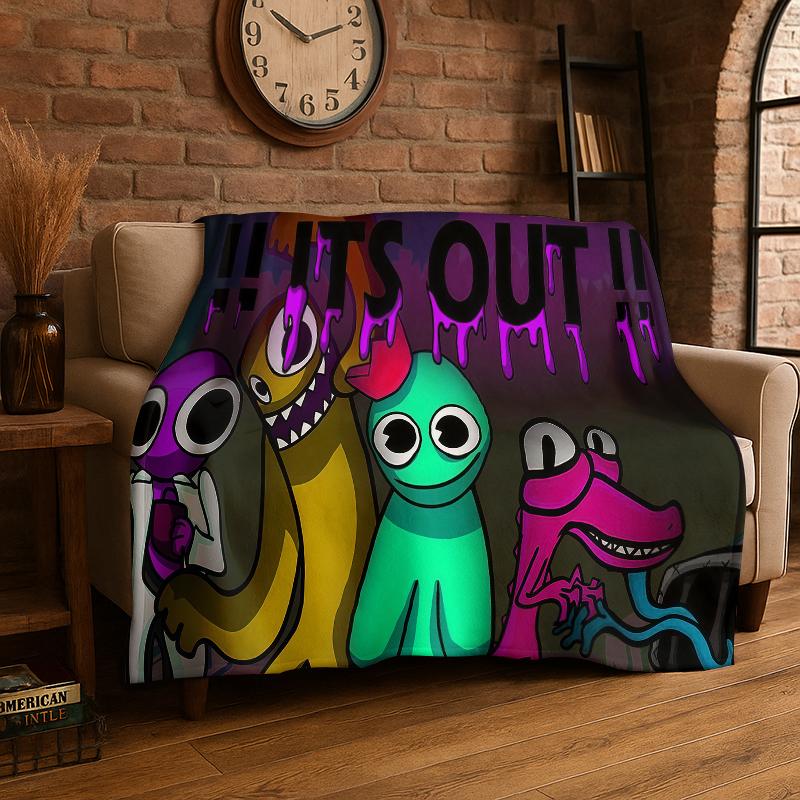 3D R-Rainbows Friends Cartoon Game Flannel Blanket Soft Warm Throw Blanket for Bedroom Living Room Bed Travel Camping Picnic