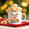 Personalisierte Hirsch-Weihnachts-Emaille-Tassen Benutzerdefinierter Name Heißer Kakao Schokolade Geschwister-Tasse Getränke Saft Tassen mit Griff Weihnachten Geschenke für Kind