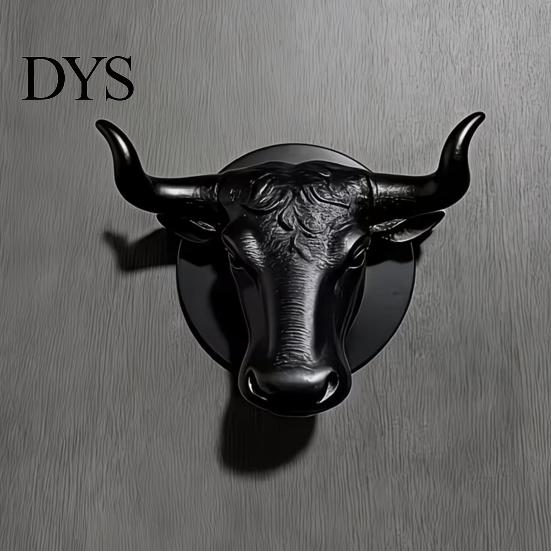 Retro Animal Head Hook Bull Hat Rack, Lightweight Wall-Mount Key Holder, Decorative Coat Creative Entryway Organizer Hook, Hanger for Home Wall