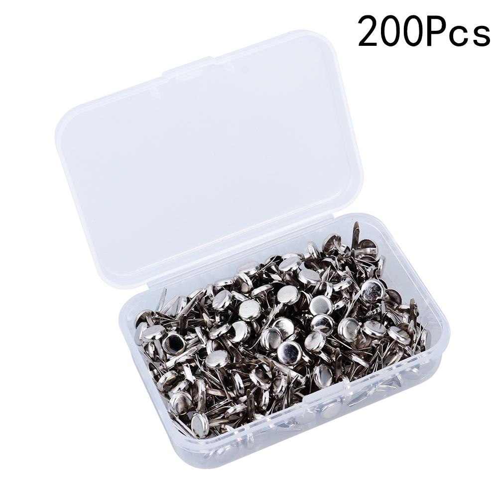

200pcs Electroplating Brads Metal Paper Fasteners Round Head For Crafts Scrapbooking Diy Projects Waterproof Rustproof Office срібний