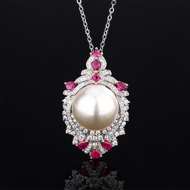 Jewelry Copper Bottom Plating Design Pearl Luxury Creative Pendant Necklace 16Mm