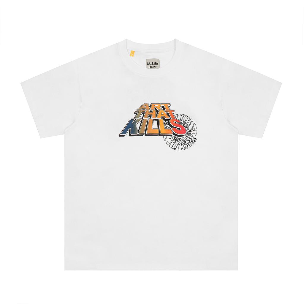 Grenzüberschreitende europäische und amerikanische Trendmarke GALLERY DEPT T-Shirt mit Farbverlauf-Buchstabendruck, kurzärmelig, für Damen und Herren, High Street Kurzarm