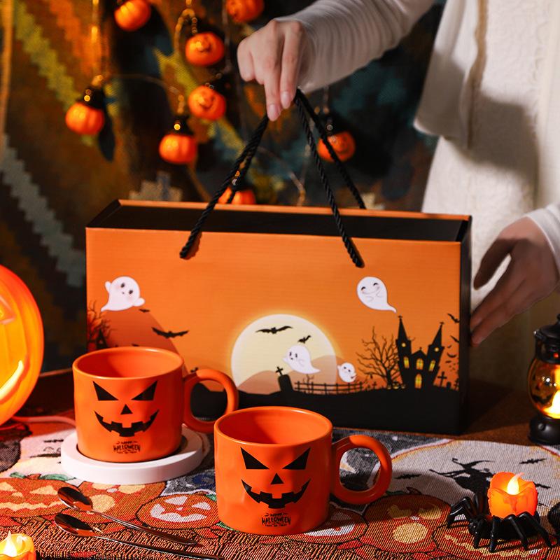 Halloween Ceramic Constant Thermos Cup Souvenir Pumpkin Water Cup High value Mug Gift Box Cute Fun Cup Gift