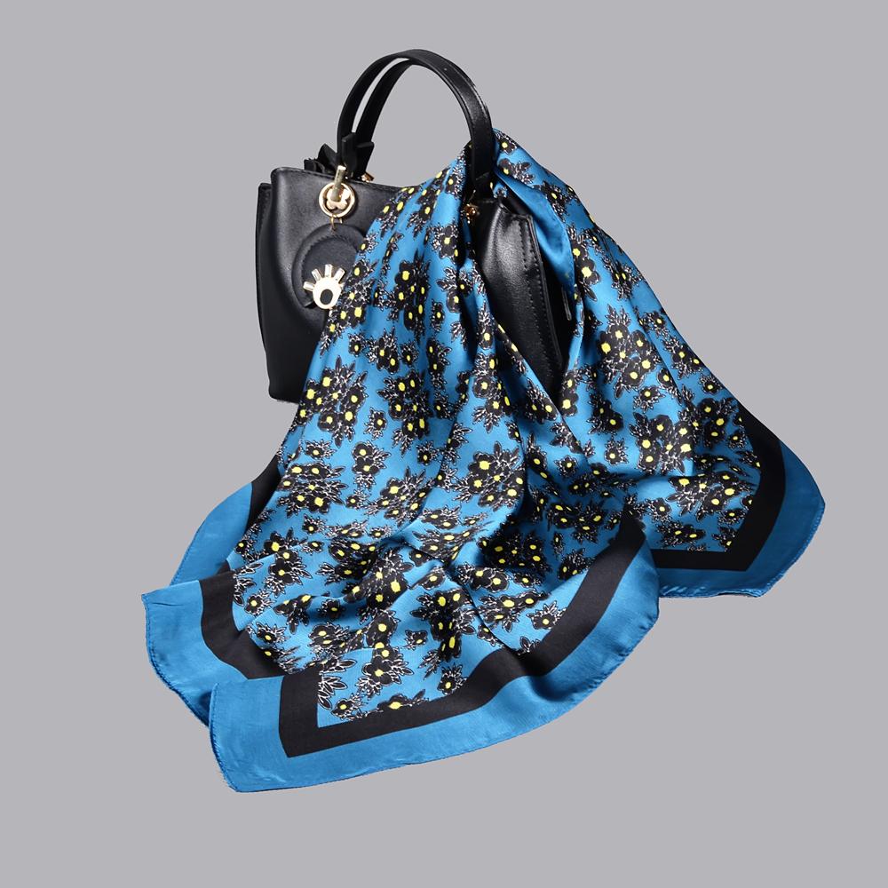Yellow Blue Women Silk Scarf Accessory 70*70cm Fashion Girls Pattern Winter Scarves Bufand Spring Fall Square Head Scarf